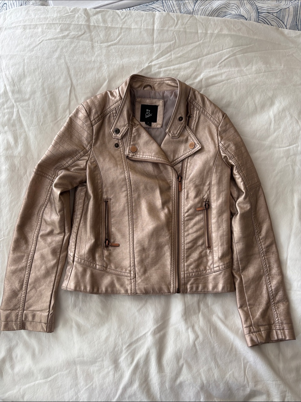 art class Metallic Faux Leather Moto Jacket